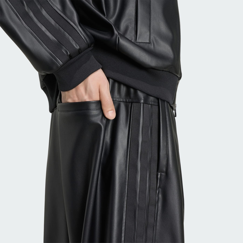 STADIUM OVERSIZED FIT FAKE LEATHER FULL LENGTH OPEN HEM PANTS 6