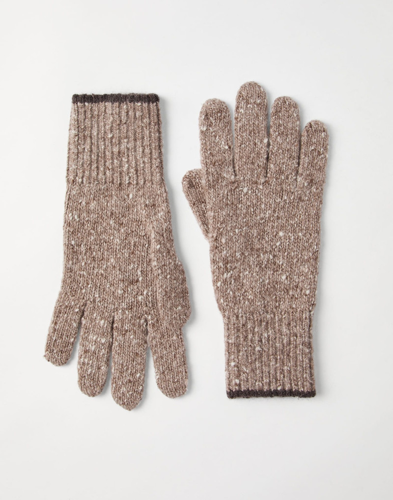 Flecked cashmere knit gloves 1