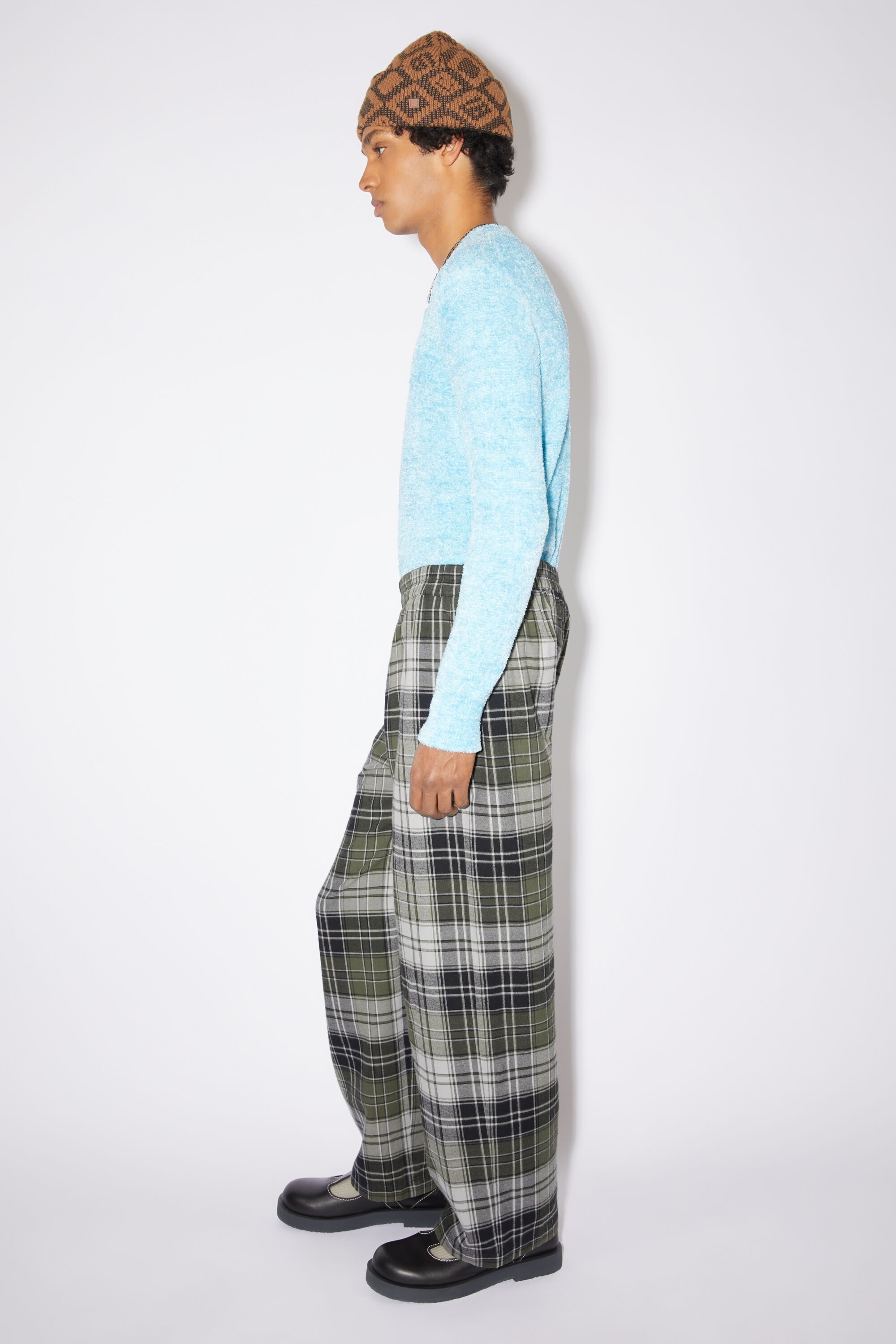 Flannel check trousers - Grey/Dark Green - 4