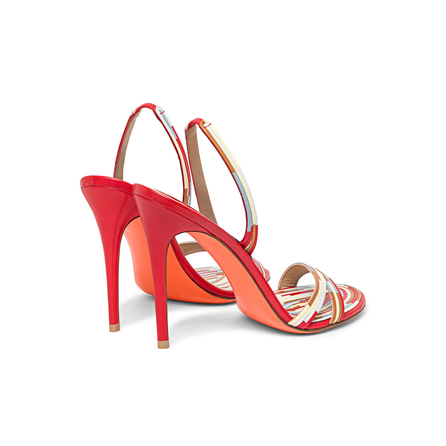 Women's multicolor leather high-heel sandal - 4