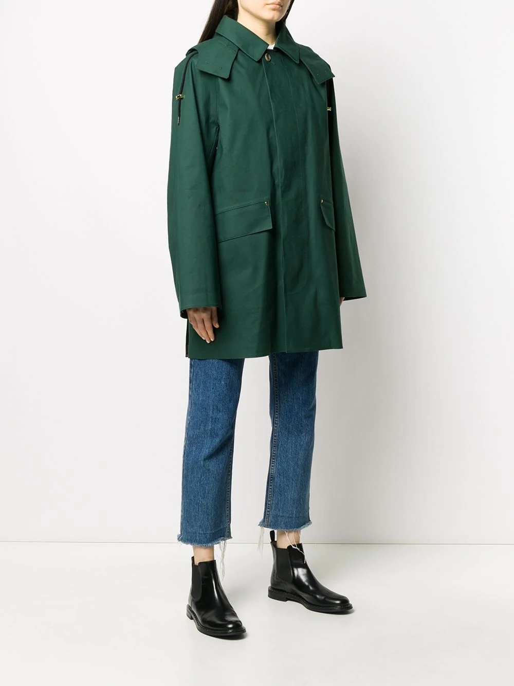 single-breasted mid-length coat - 3