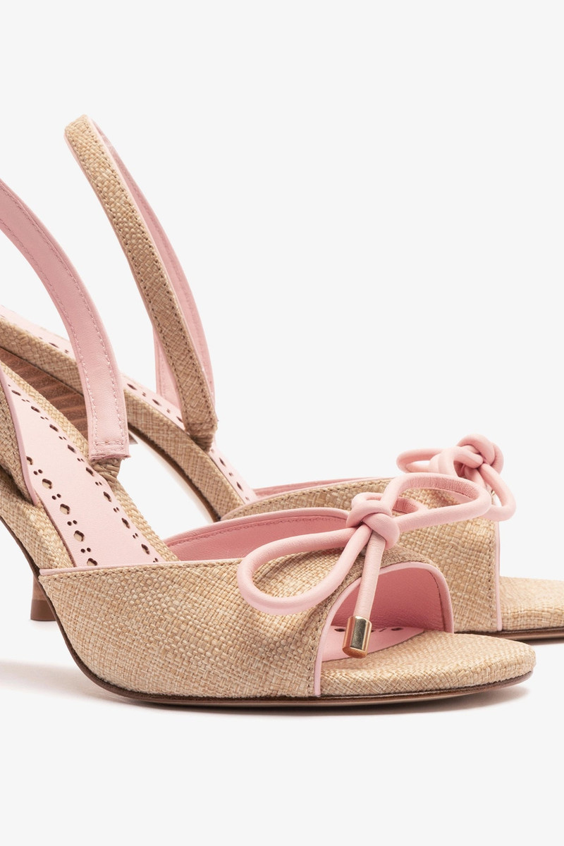 Lady Sandal In Beige Raffia And Tulip Leather 4