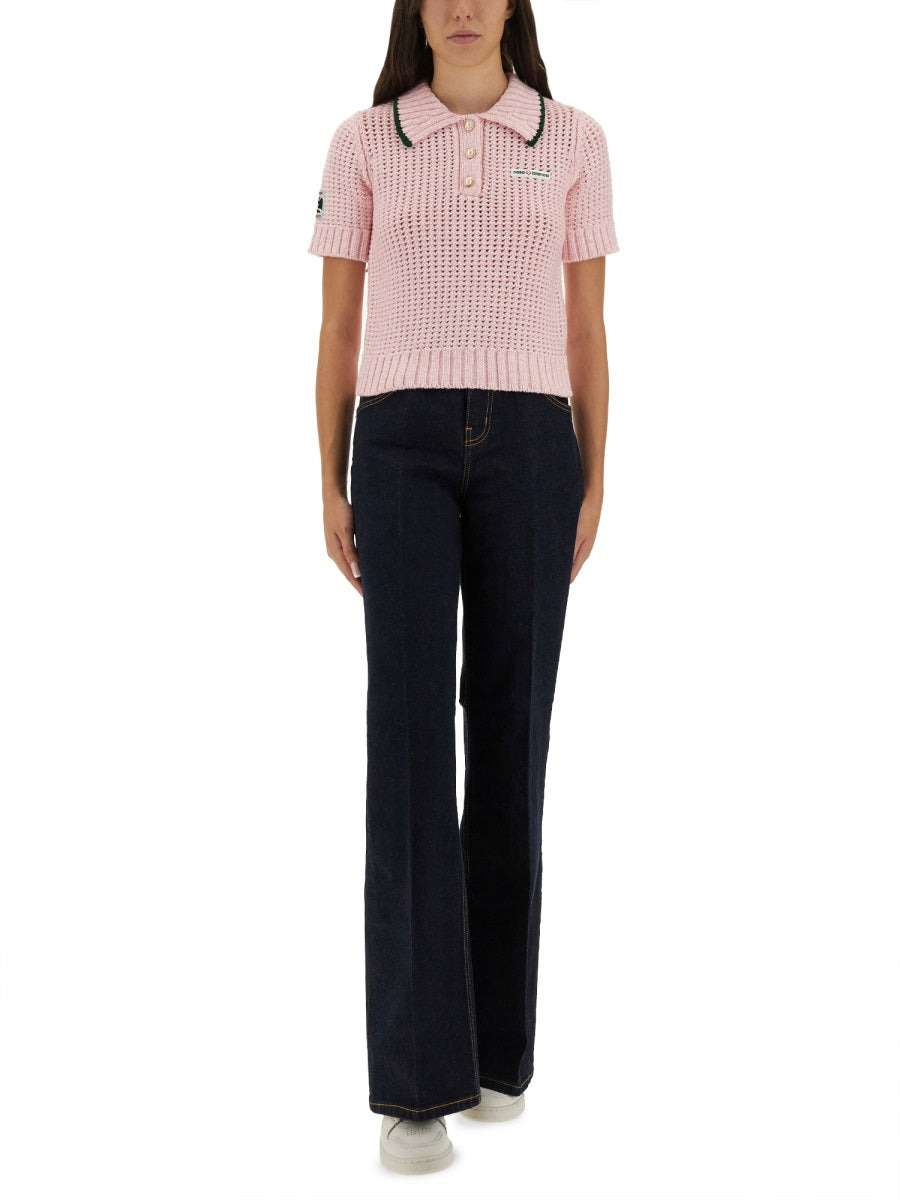 Casablanca Women Cotton Mouliné Polo Shirt - 2