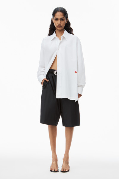 Alexander Wang button up boyfriend shirt in compact cotton with apple logo patch outlook