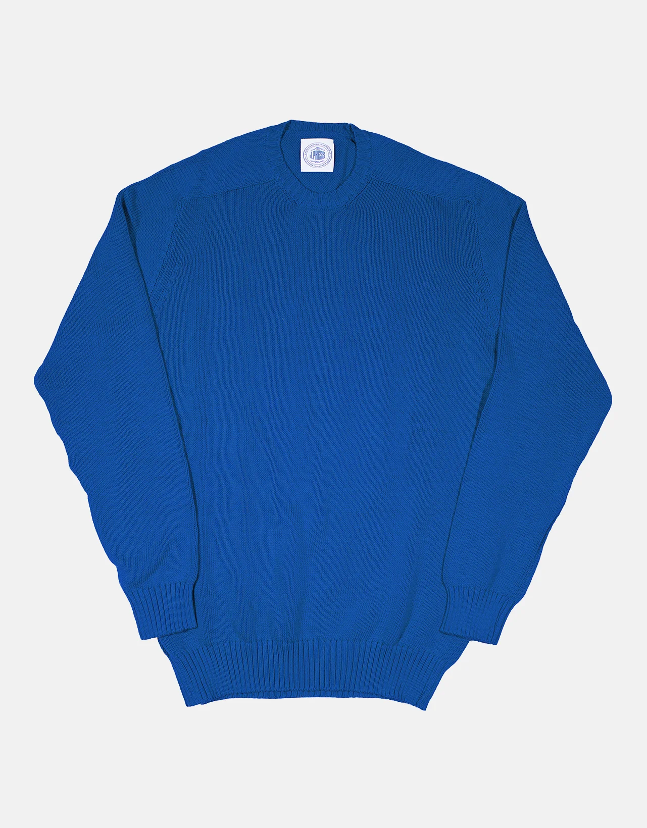 MADE-IN-SCOTLAND ROYAL BLUE COTTON CREWNECK SWEATER - 1