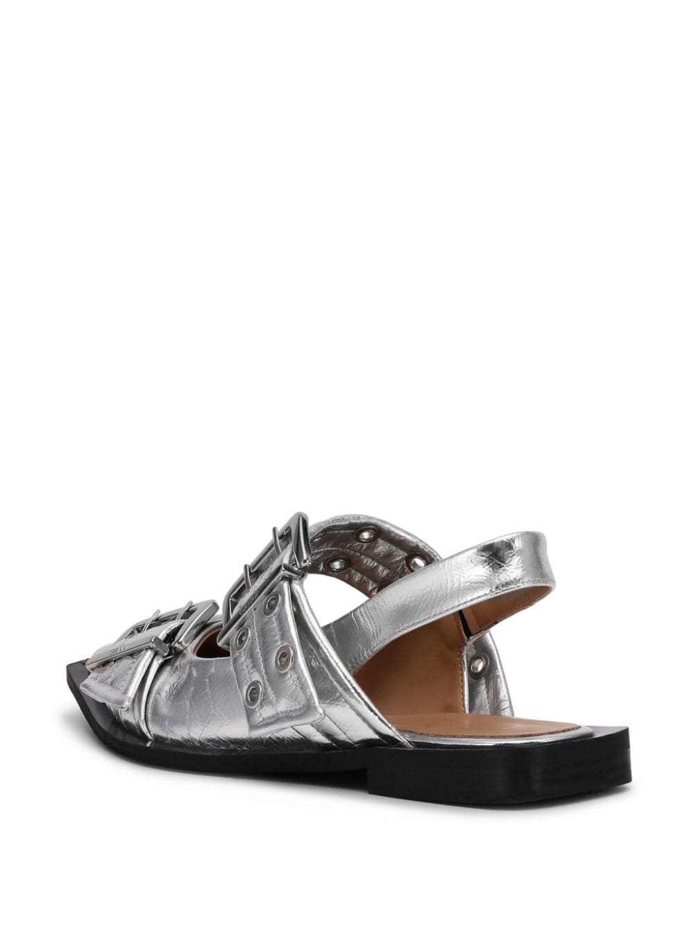 double-buckled metallic-effect ballerina shoes - 3