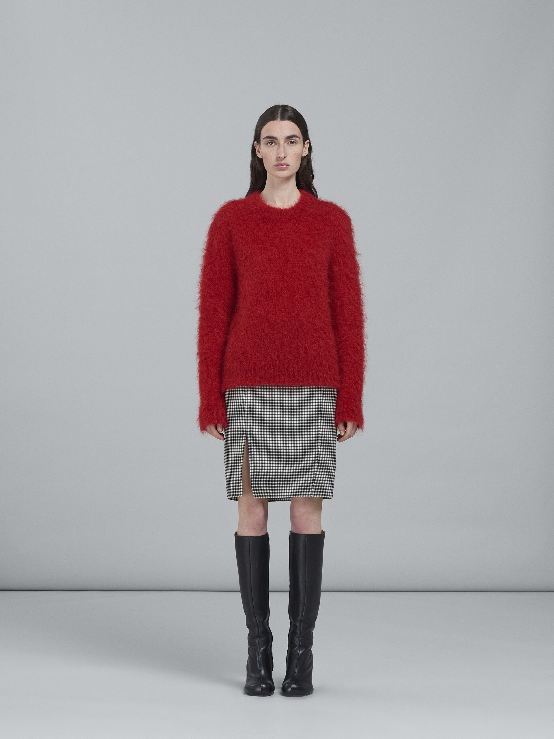 DOUBLE-FACED HOUNDSTOOTH WOOL TULIP SKIRT - 2