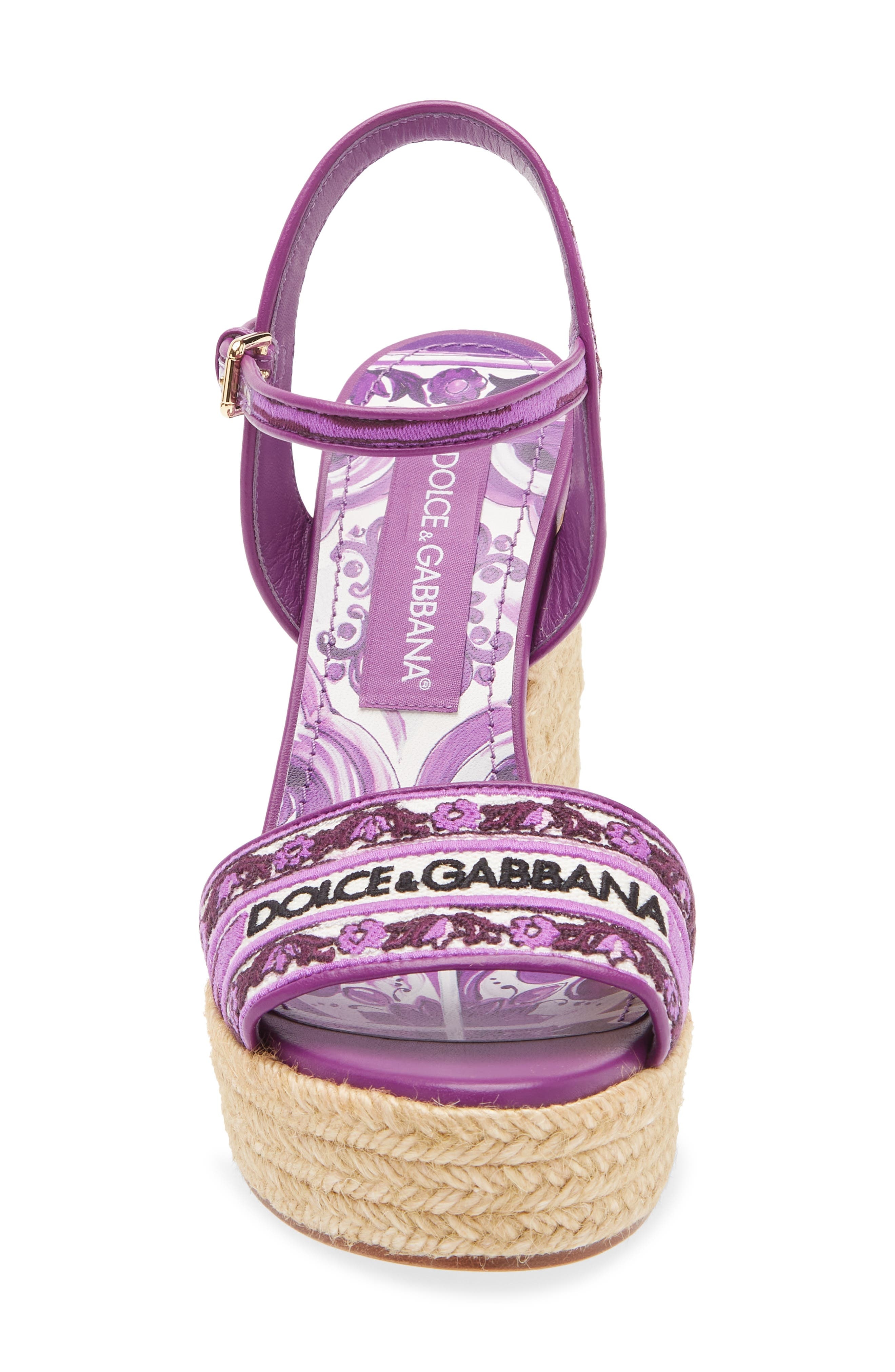Dolce&Gabbana Majolica Espadrille Wedge Sandal in I03Tn Maiolica 3 Viola at Nordstrom - 4