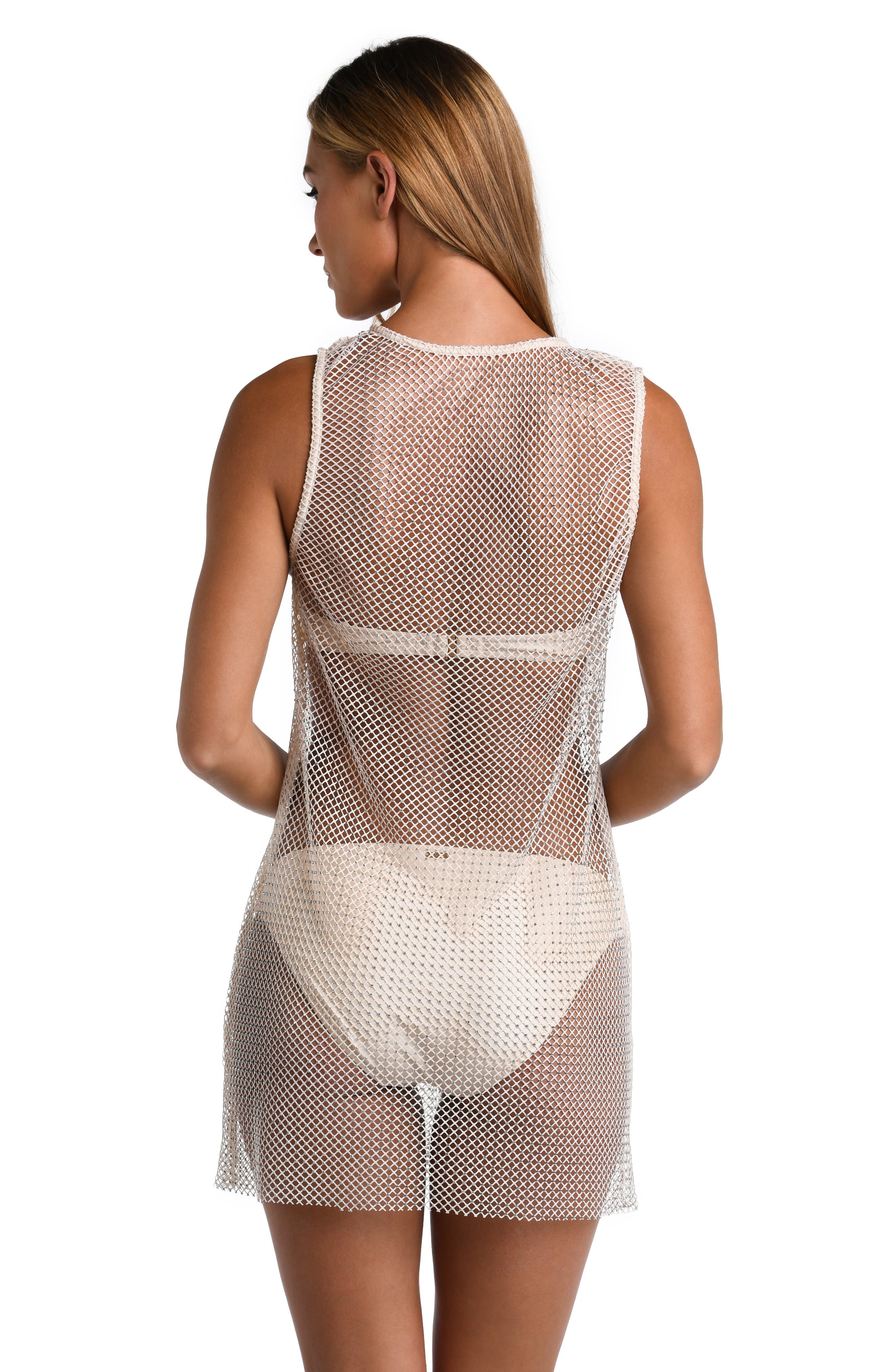 L'AGENCE Angela Sheer Mesh Cover-Up Dress in Champagne at Nordstrom - 6