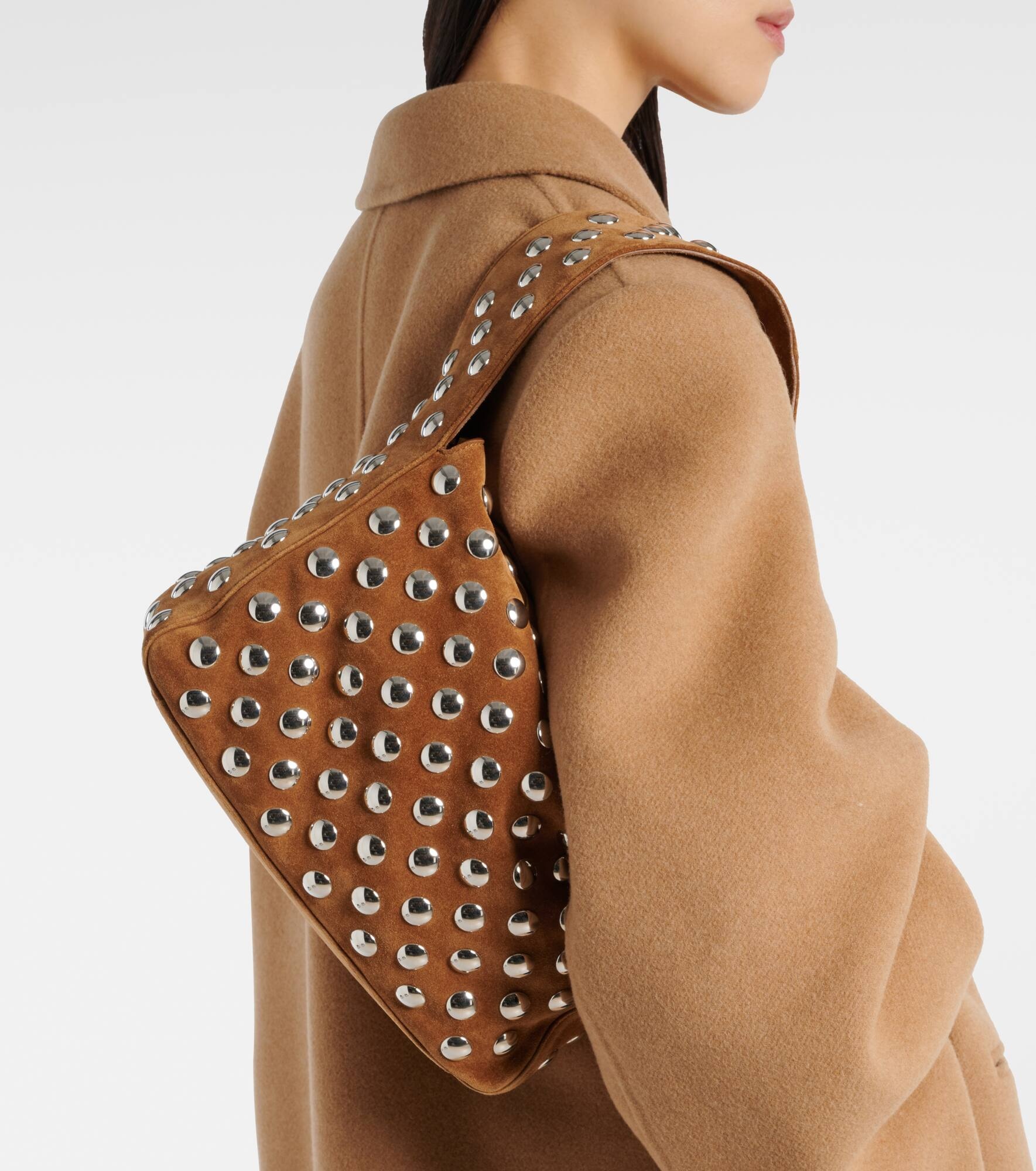Elena studded suede shoulder bag - 7