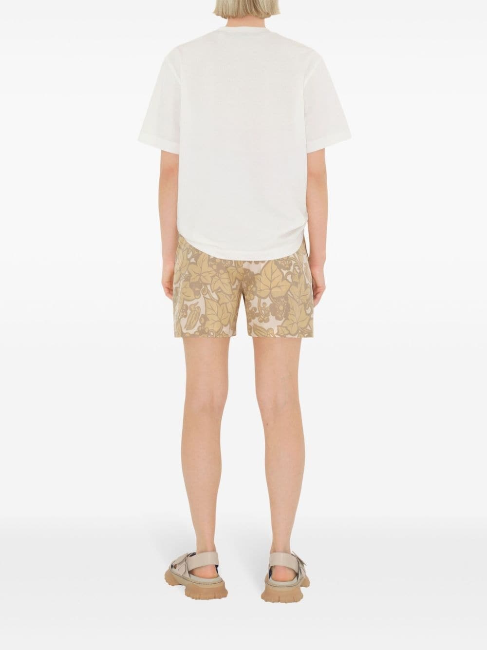 botanical-print silk shorts - 4