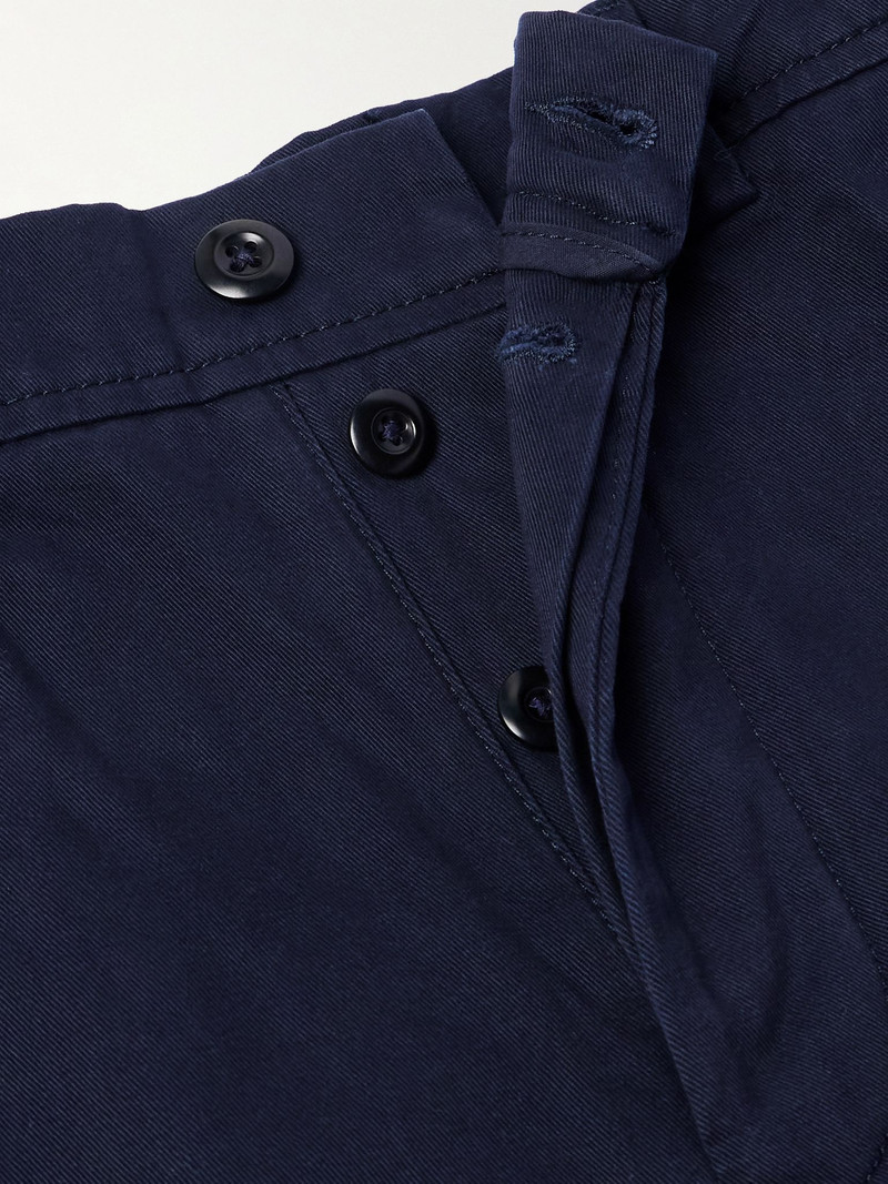 Straight-Leg Garment-Dyed Cotton-Twill Trousers Navy 6