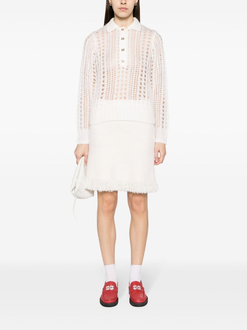GANNI open-knit polo-collar jumper outlook