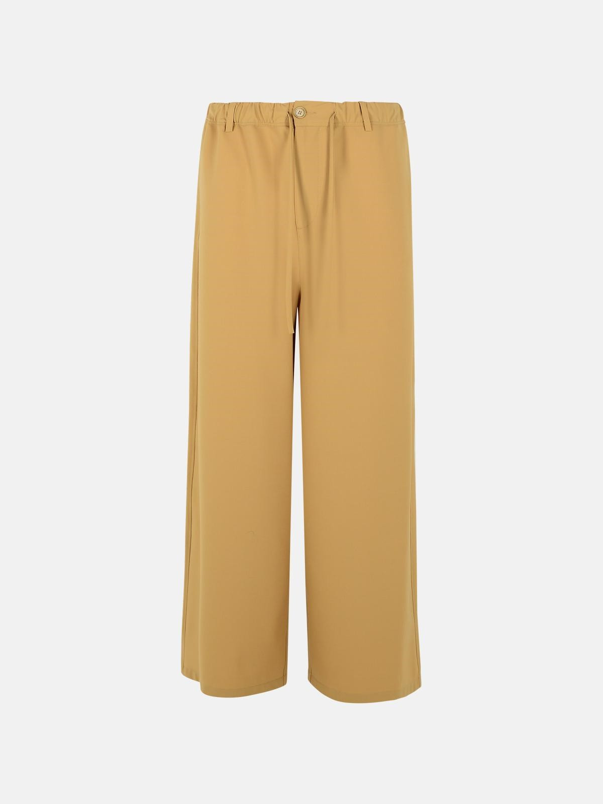 BEIGE VIRGIN WOOL BLEND TROUSERS - 1