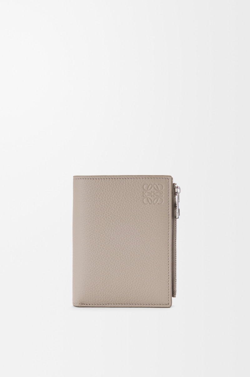 Slim compact wallet in soft grained calfskin 1