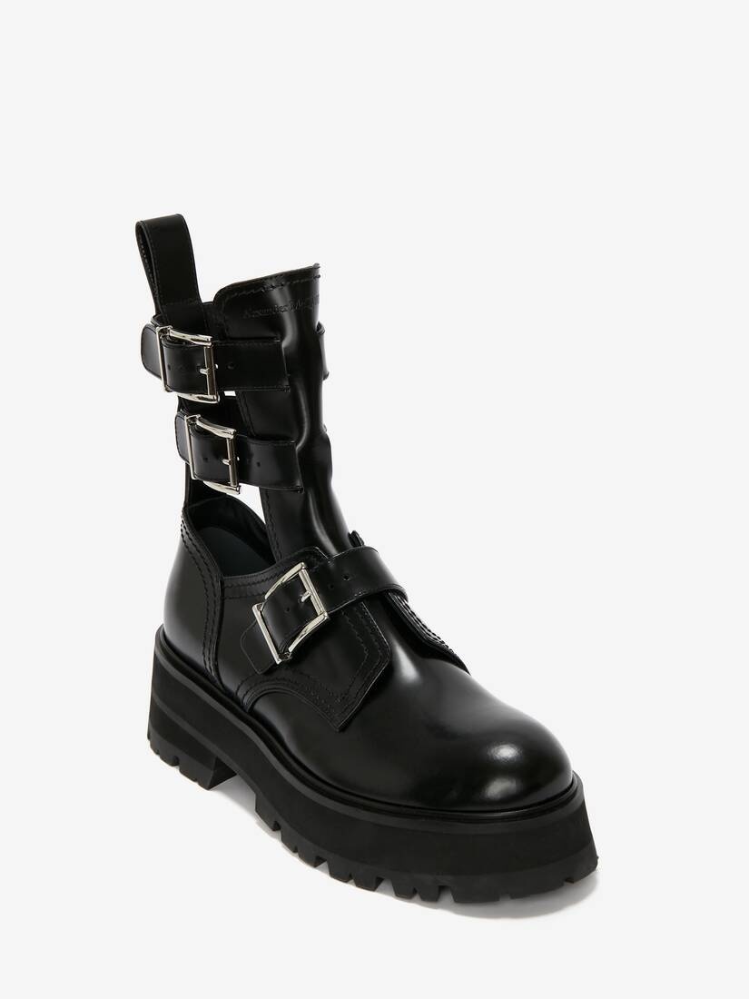 Rave Buckle Boot in Black/silver - 2