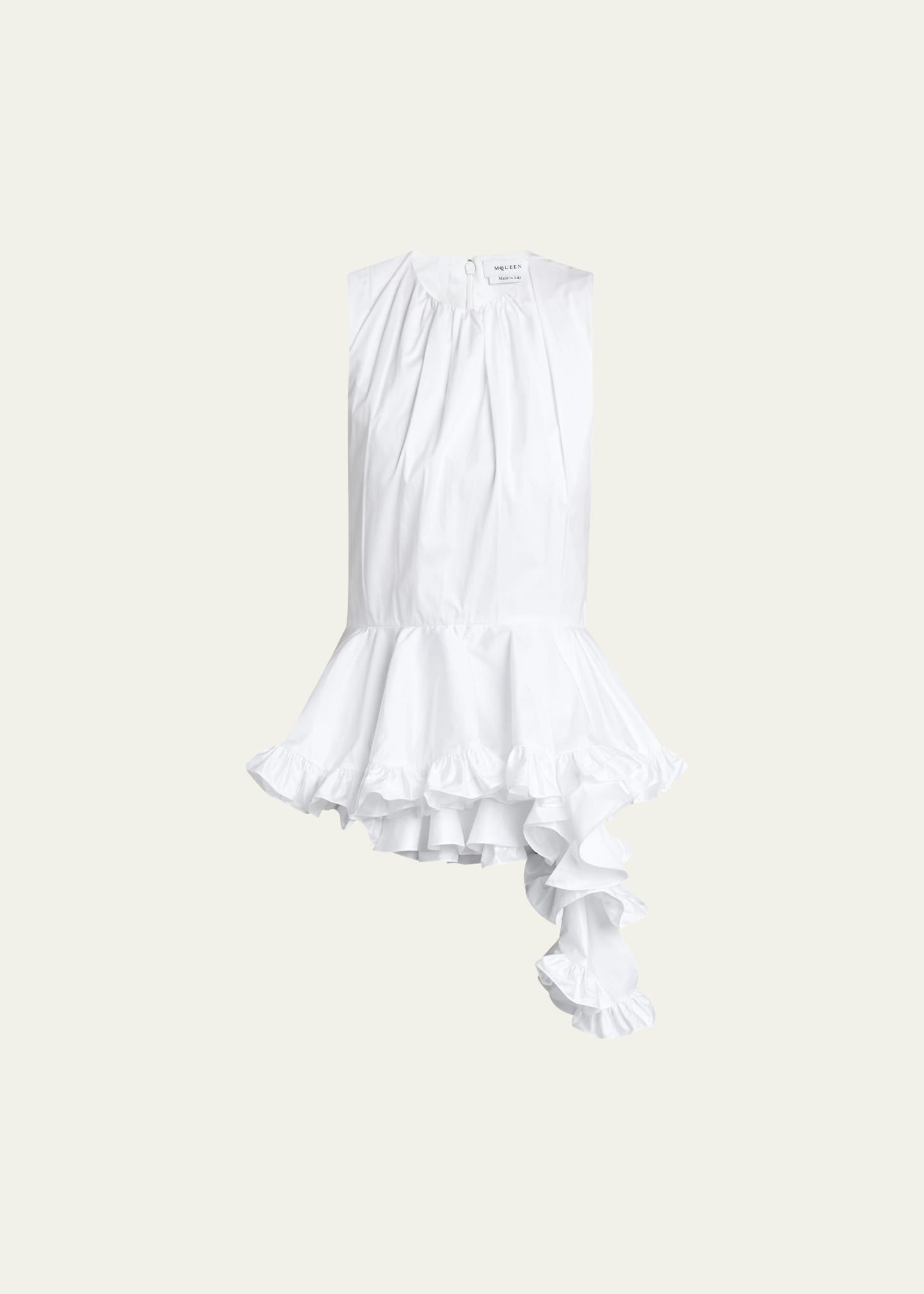 Asymmetric Ruffled Peplum-Hem Blouse - 1