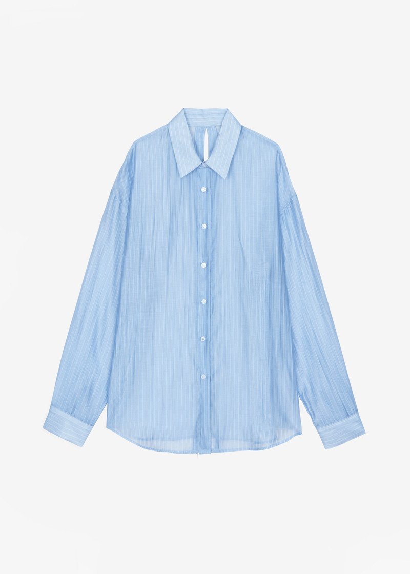 Kesin Open Back Shirt - Blue/White Stripe 1