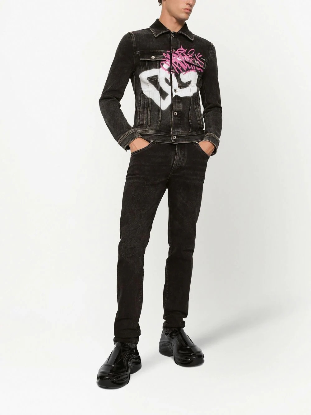 graffiti-print logo jeans - 2
