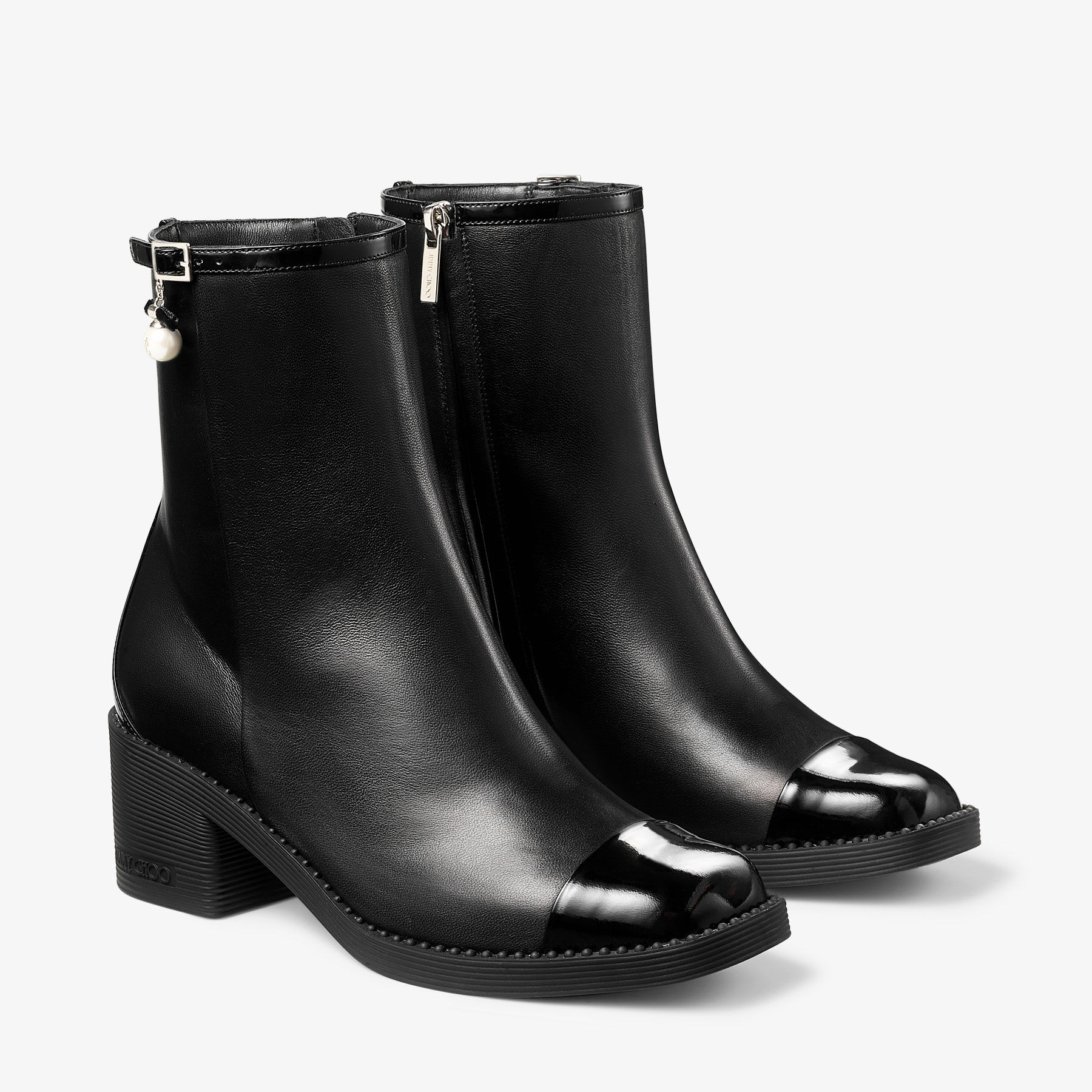 Adry Ankle Boot 60
Black Patent and Nappa Leather Boots with Pearl Charm - 2