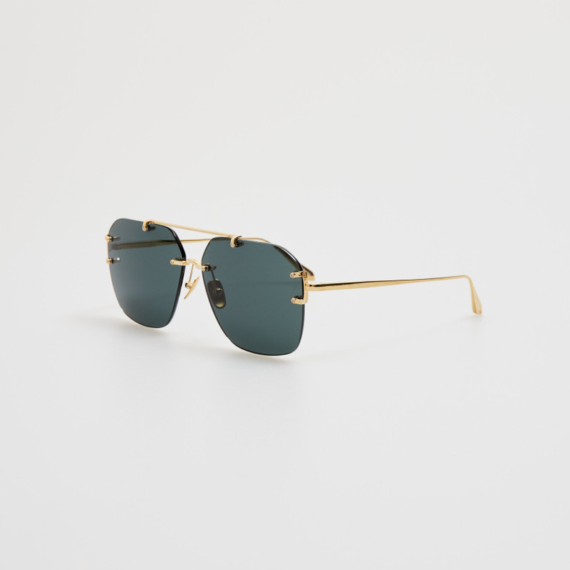 LINDA FARROW Reyner Sunglasses in 22K Yellow Gold outlook