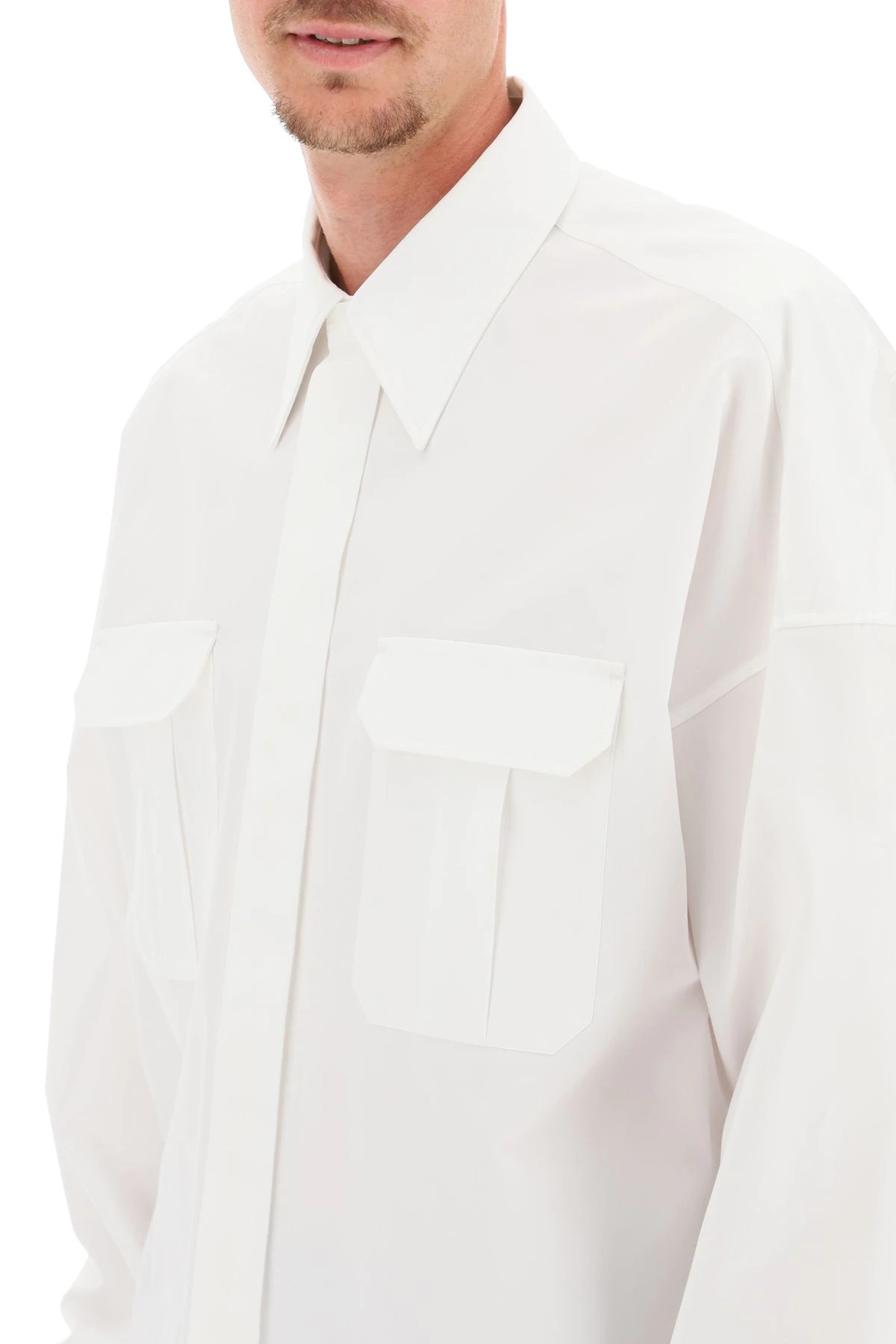 OVERSIZED POPLIN SHIRT WITH ELASTICIZED CUFFS - 5