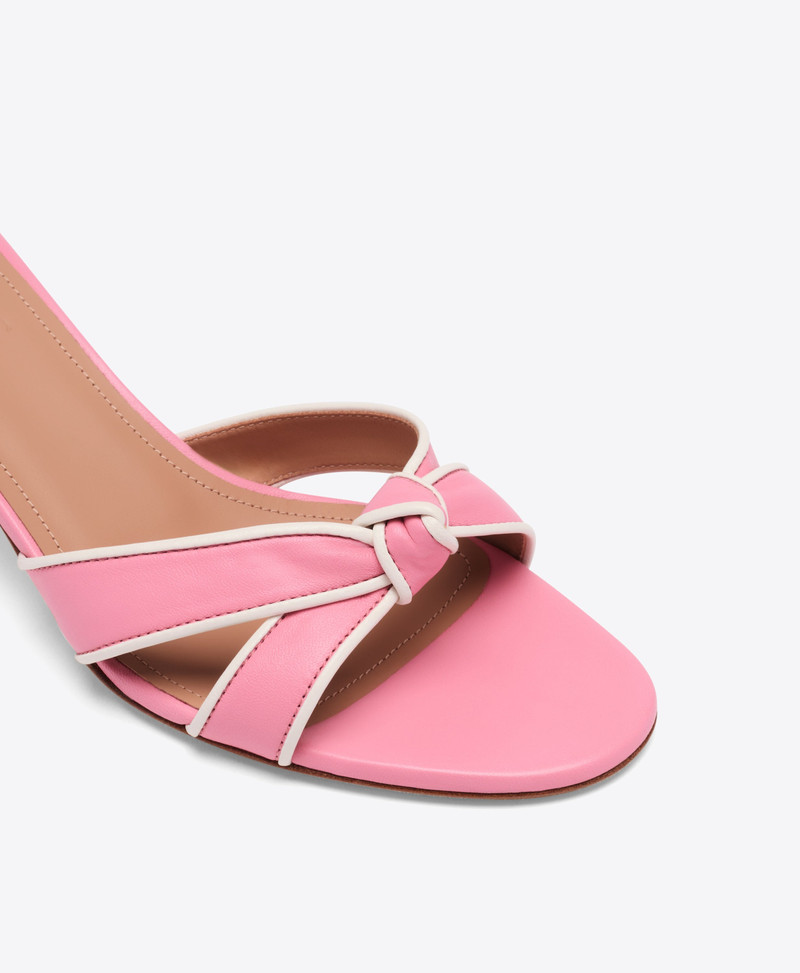 Raquel 45 Pink Knotted Leather Kitten Heel Sandals 4