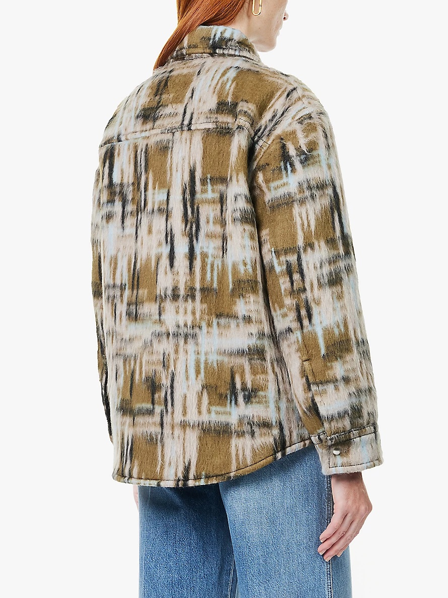Checked brushed wool-blend jacket - 4