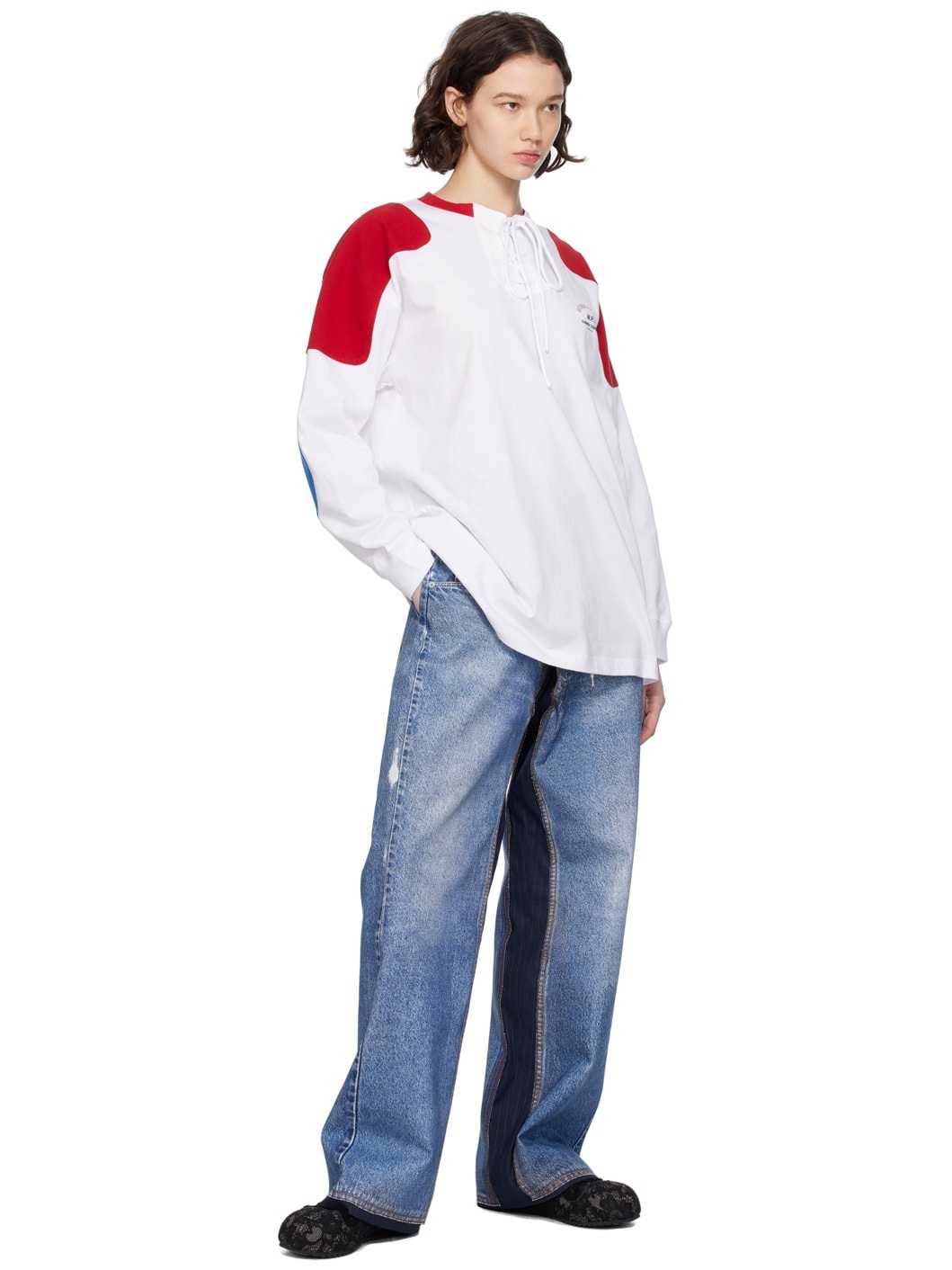 White Self-Tie Long Sleeve T-Shirt - 4