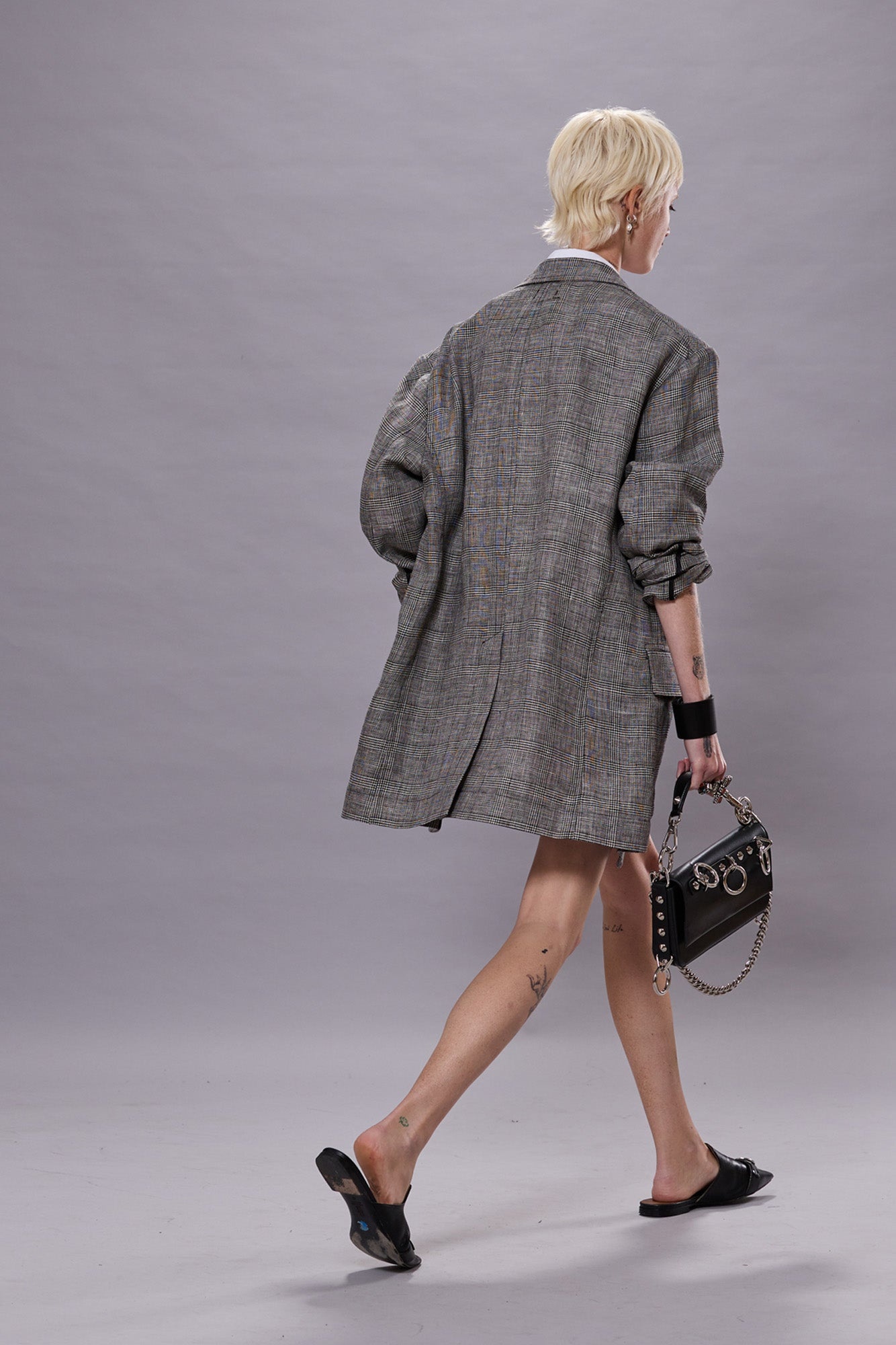 OVERSIZED RAGGED BLAZER - BLACK&WHITE GLENPLAID - R13 - 2