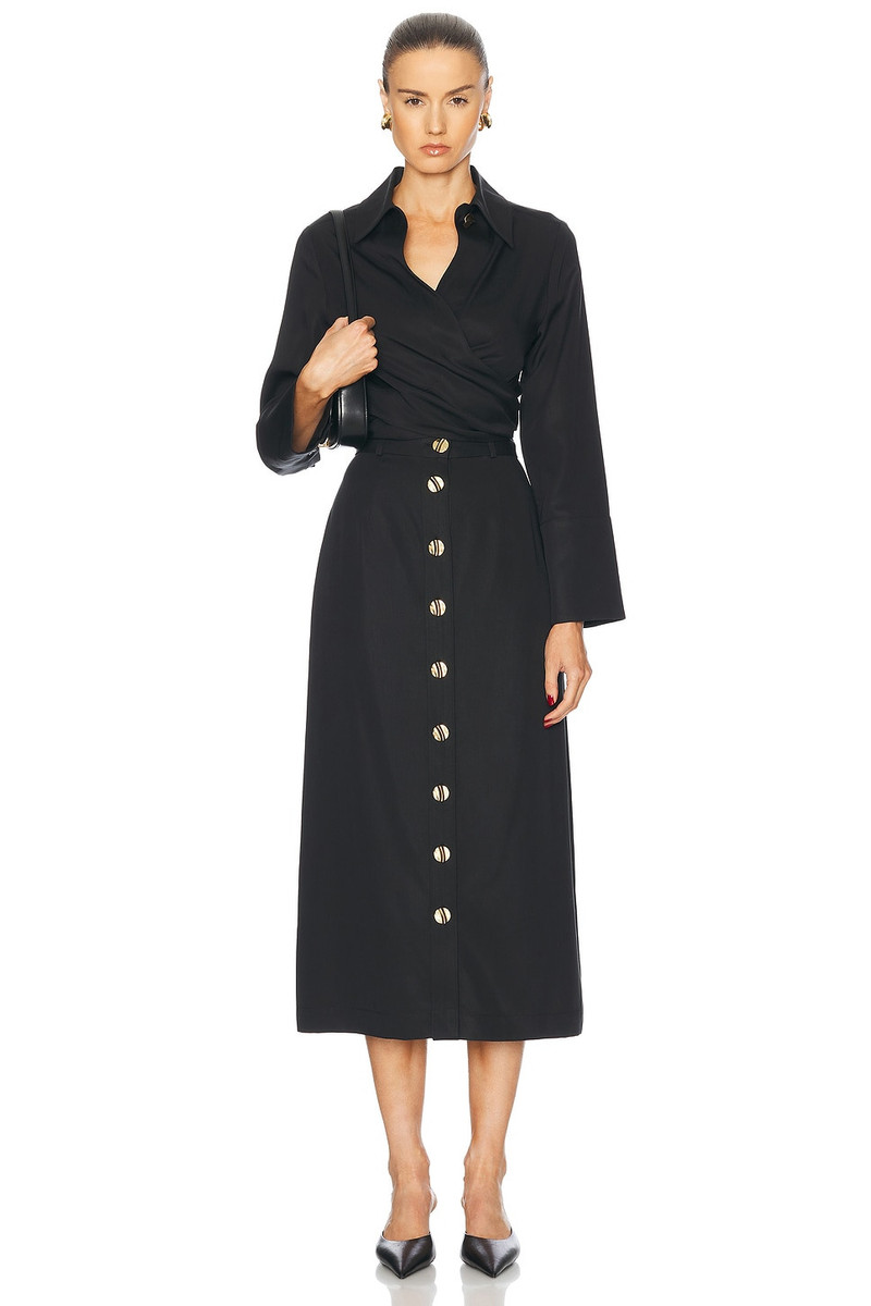 MATTHEW BRUCH Collared Long Sleeve Wrap Top outlook