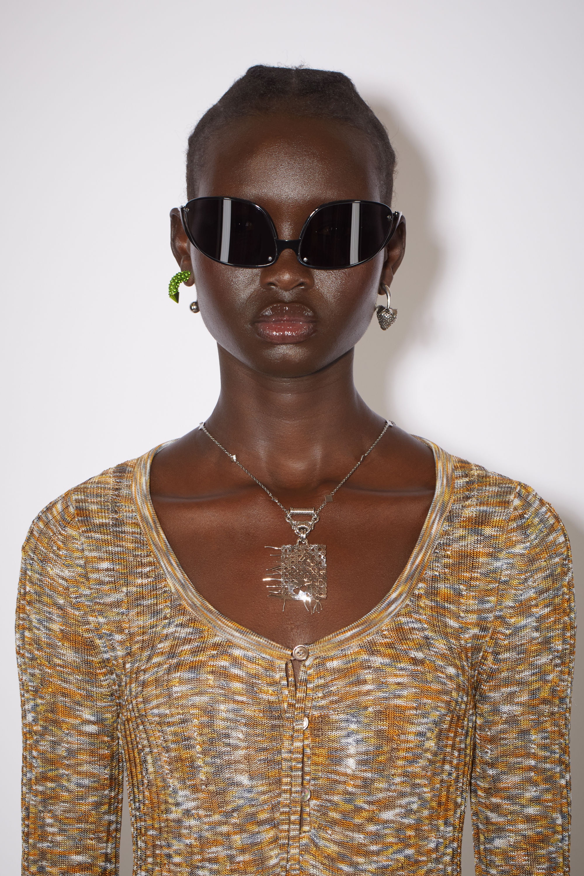 Hoop earring with strass - Bright Green - 2