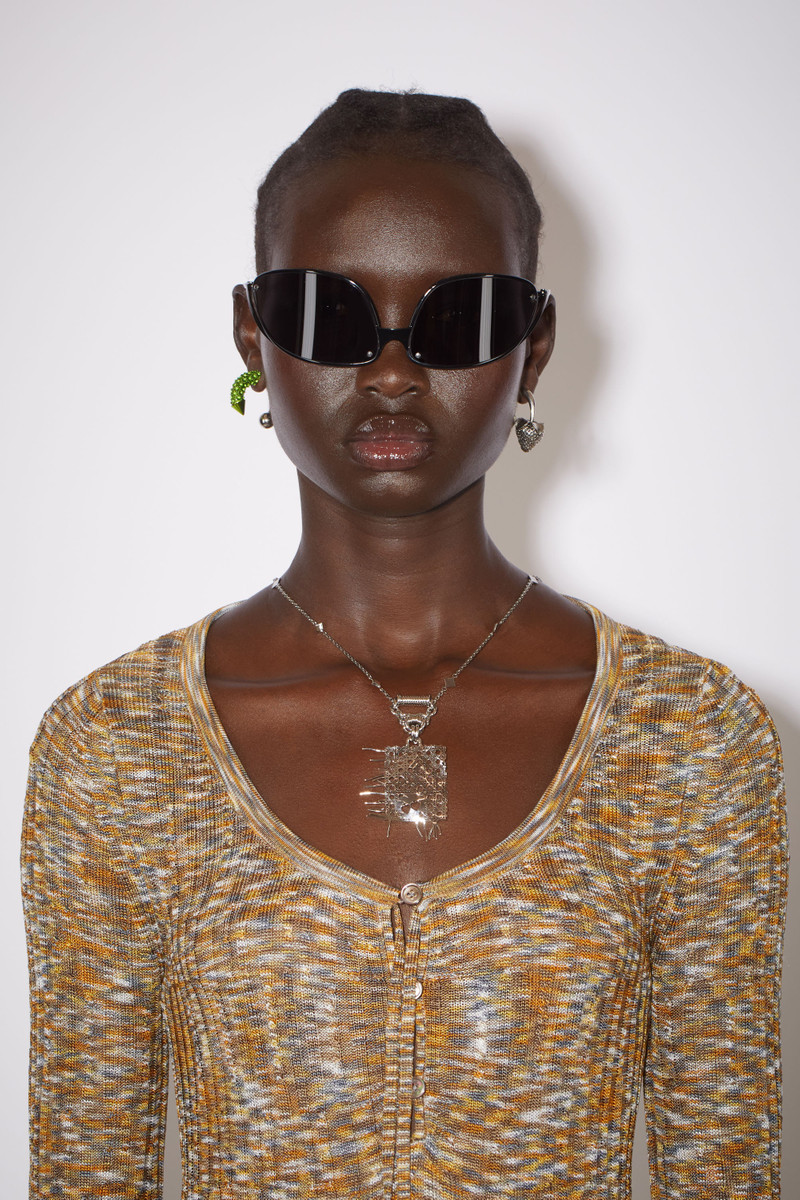Acne Studios Hoop earring with strass - Bright Green outlook