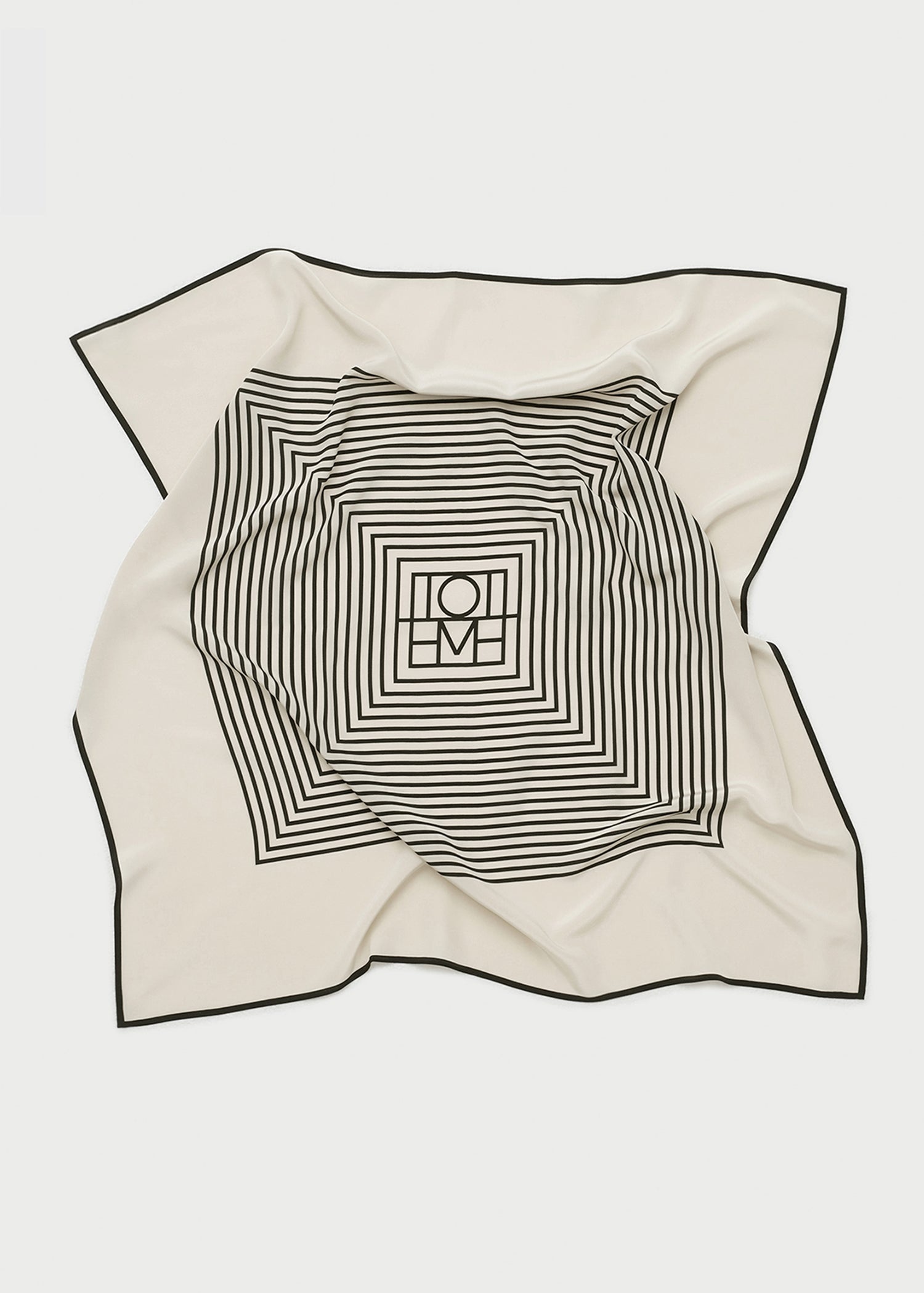 Centered monogram silk scarf crème - 3