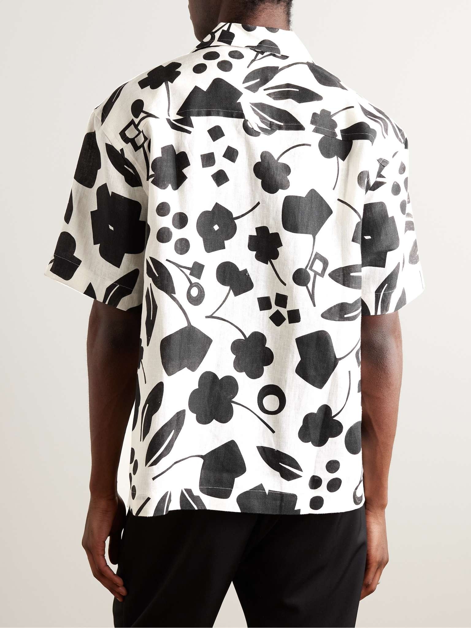 Camp-Collar Floral-Print Linen Shirt - 3