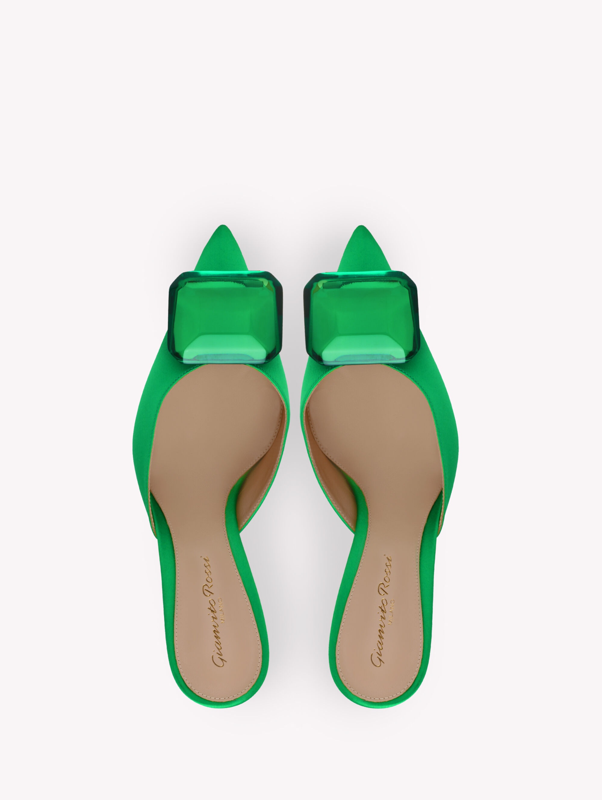 Gianvito Rossi JAIPUR MULE 85 ミュール Gianvito Rossi Jaipur 85 Embellished Satin Mules In Yellow
