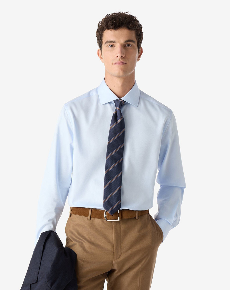 CORNELIANI Light Blue cotton twill shirt outlook