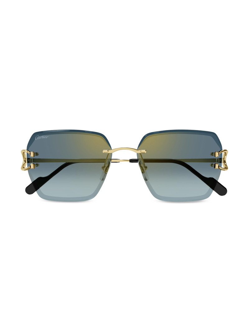 Women's C Decor 58MM 24K-Gold-Plated Metal Rimless Butterfly Sunglasses - Gold Blue Gradient 1