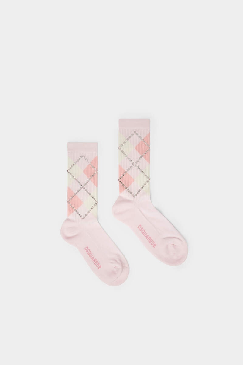 PREPPY HIGH SOCKS WITH RHINESTONES - 1