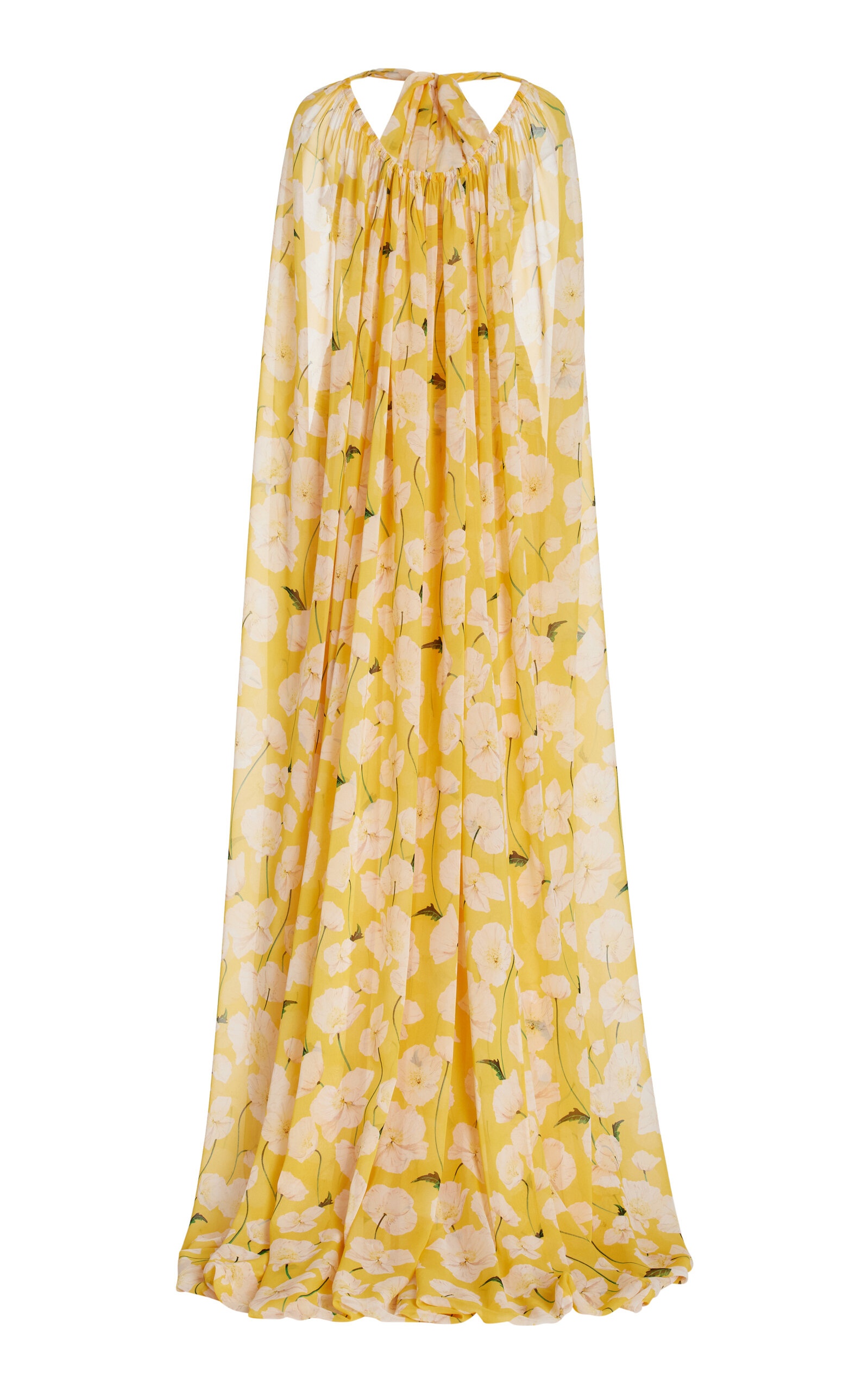 Cape-Detailed Silk Gown white - 3