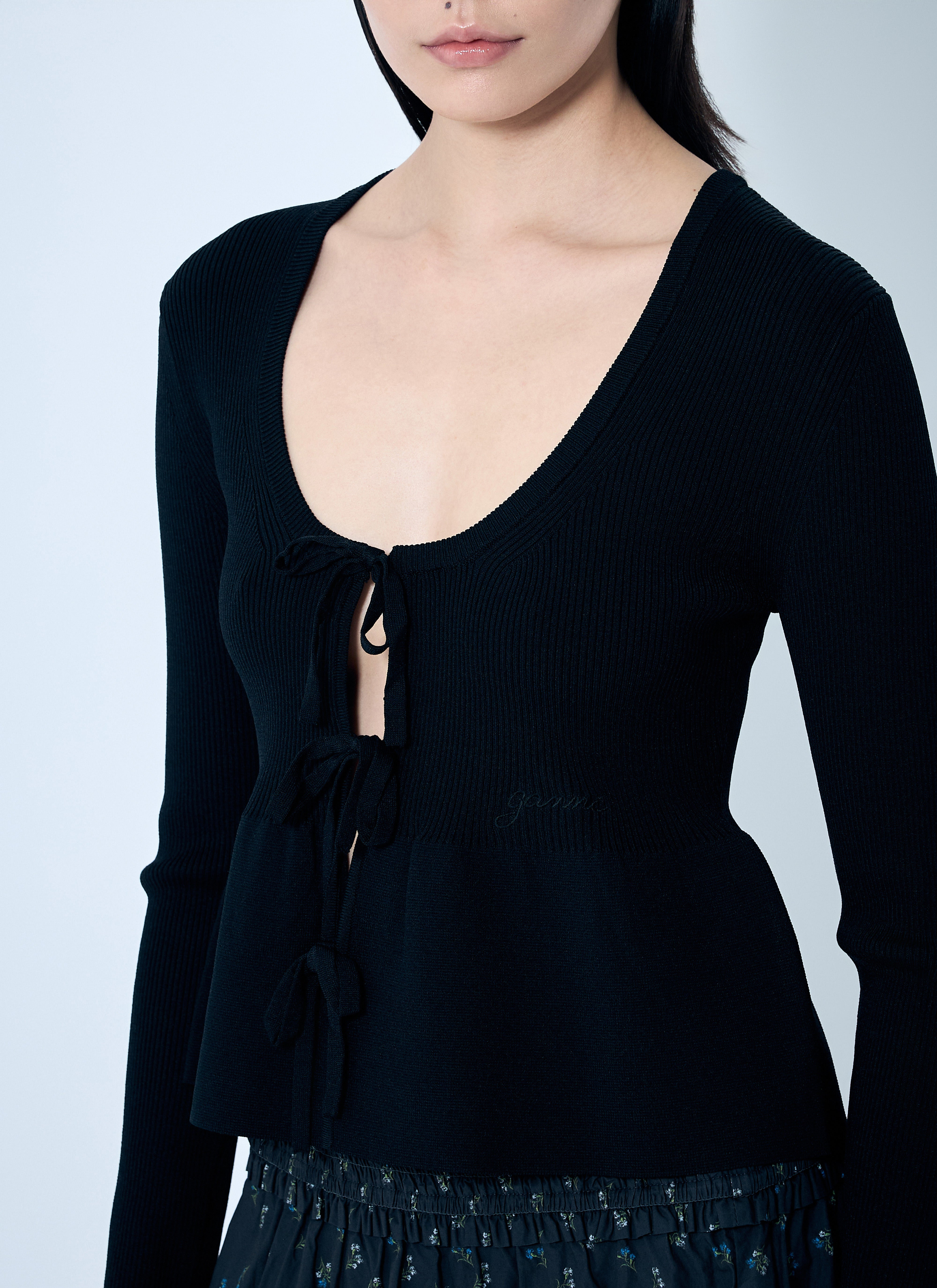 Ganni Women Rib Knit Tie-String Cardigan - 5