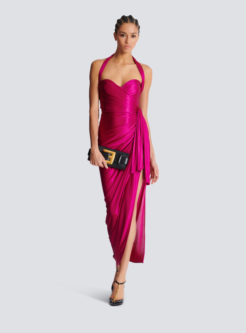 Balmain Flowing draped interlock jersey dress outlook