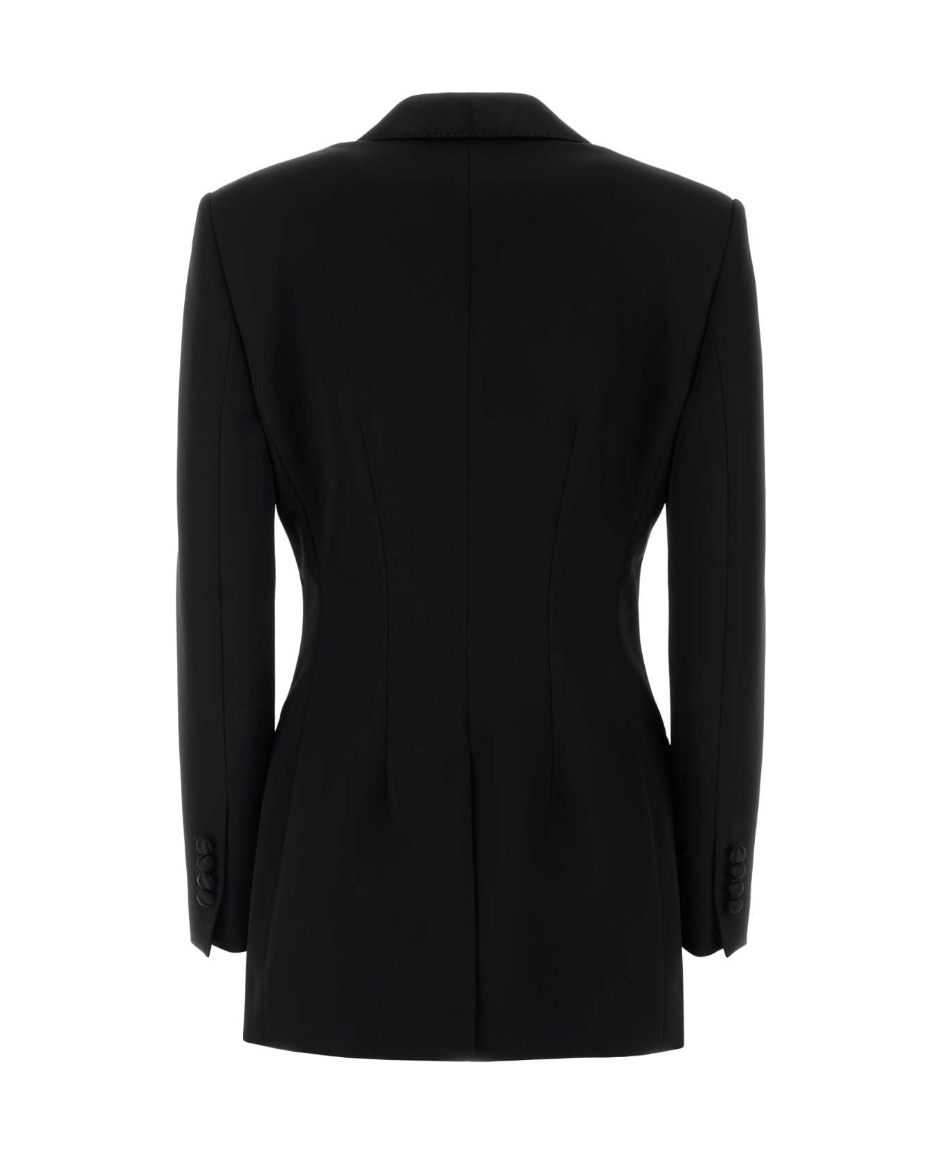 Black Stretch Wool Blend Blazer - 2