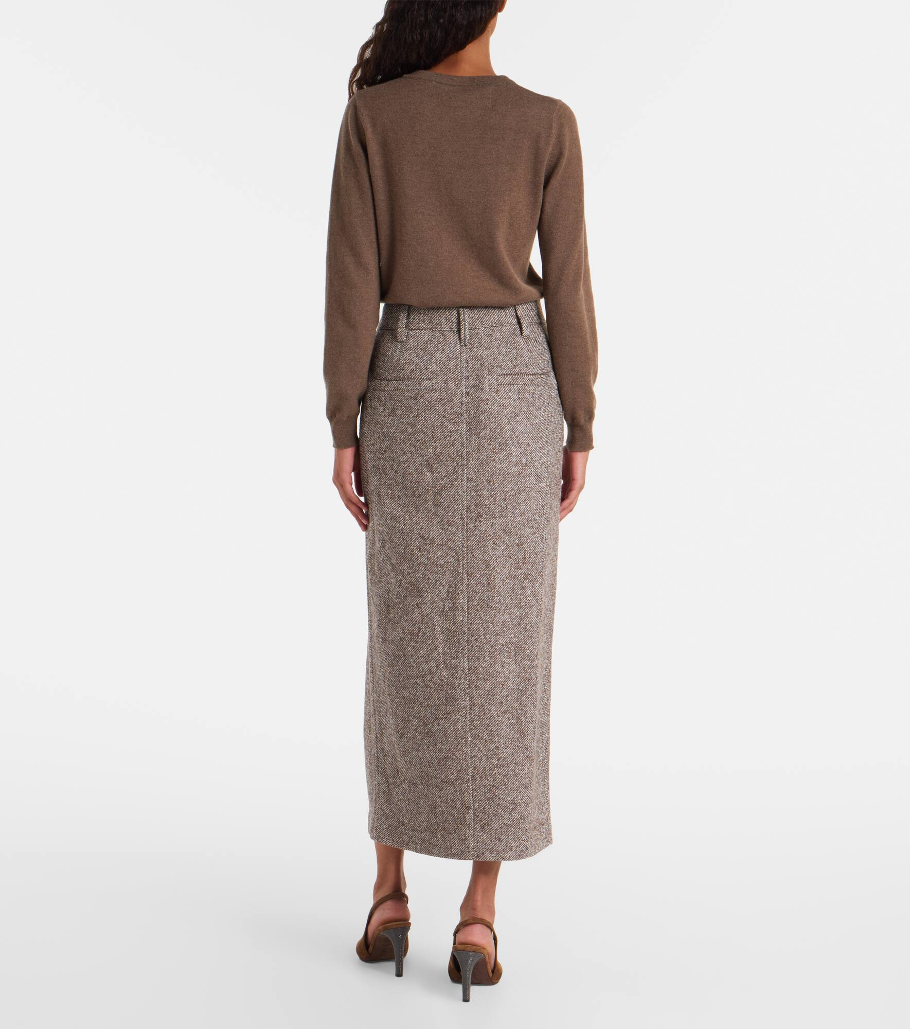 Wool and silk-blend midi skirt - 3