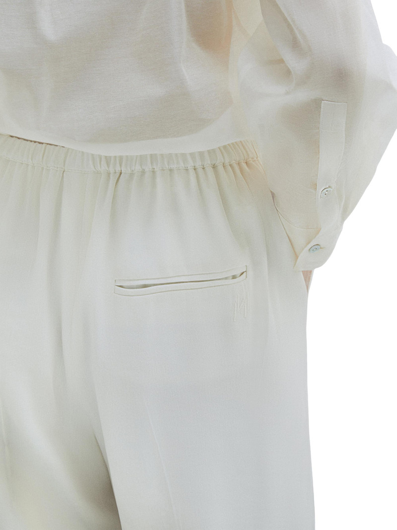 Women's Linen Blend Drawstring Trousers - Wool White 6