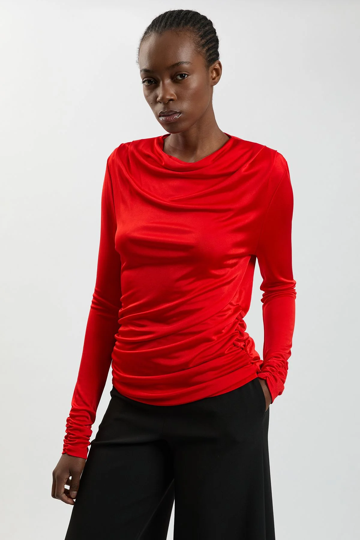 Cowl Viscose Crepe Neck Sleeveless Top - 1