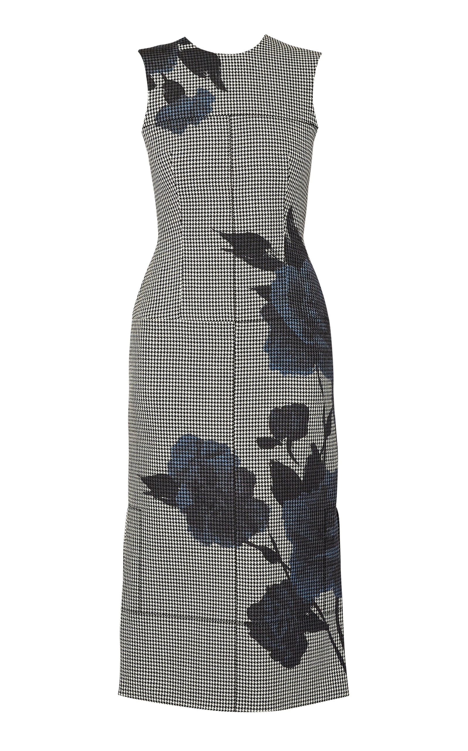 Wool Floral-Printed Midi Sheath Dress blue - 1