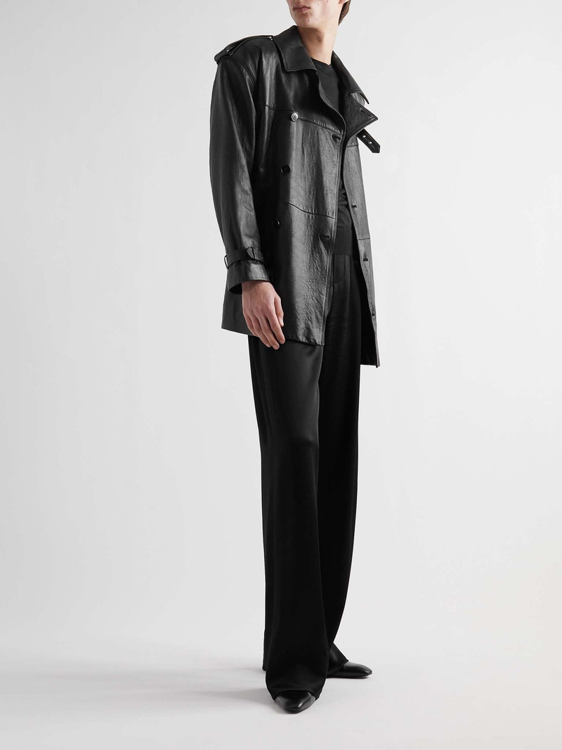 SAINT LAURENT Double-Breasted Leather Trench Coat outlook