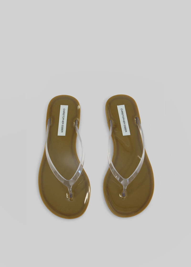 Christopher Esber Jo Flip Flops - Khaki/Clear 3