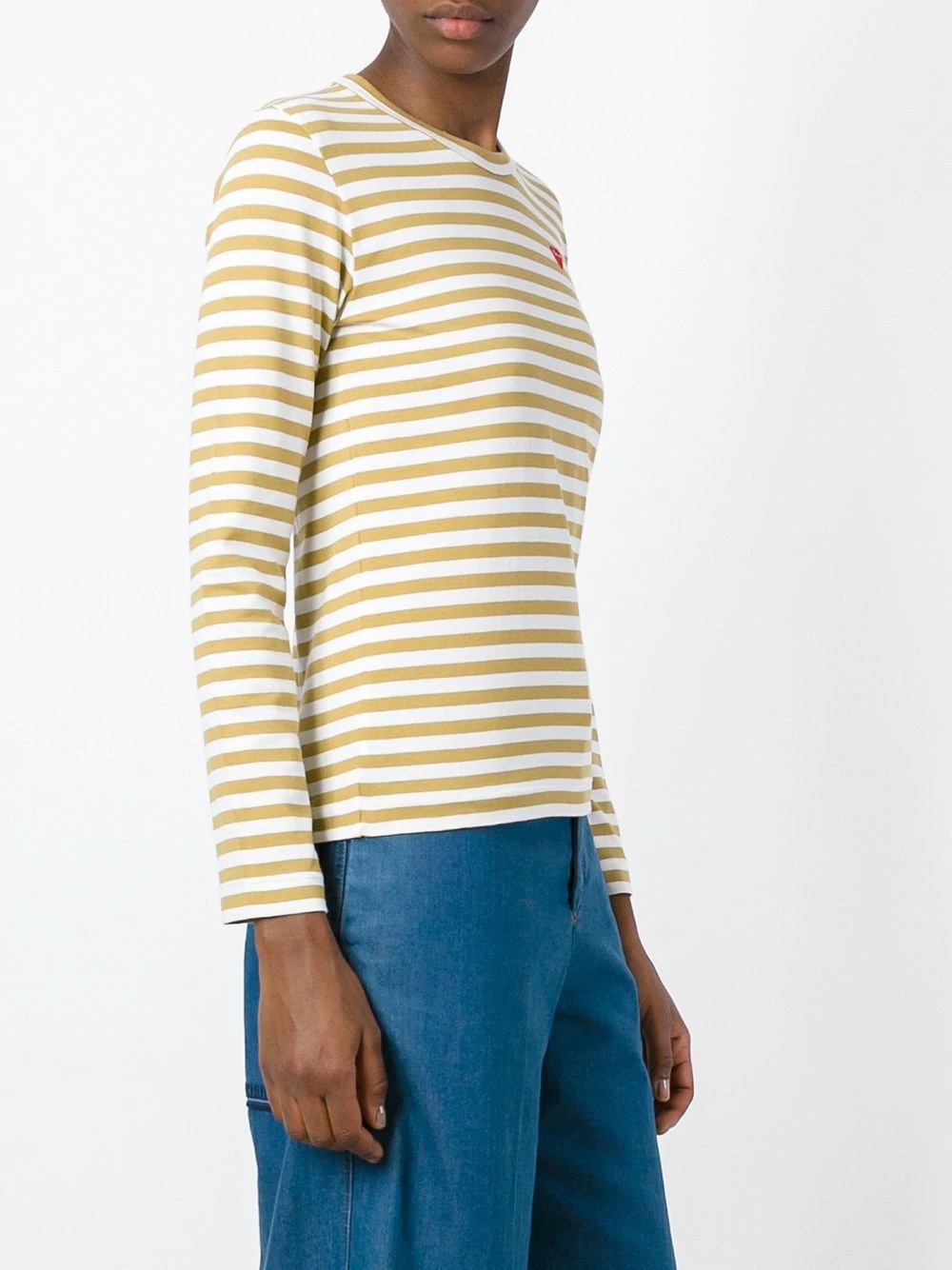 heart-patch striped top - 3